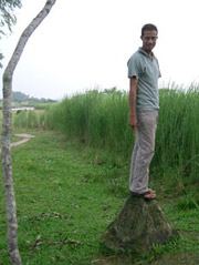 man standing on stone