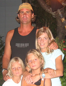 Serge Dedina (MS 91) and Emily Young (MS 90) with sons